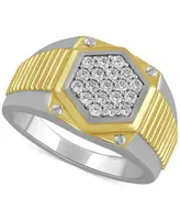 Men's Diamond Cluster Statement Ring (1/2 ct. t.w.) in Sterling Silver & 18k Gold-Plate