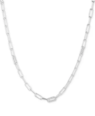 Lauren Ralph Lauren Crystal Pave Open Link Collar Necklace in Sterling Silver, 15" + 3" extender