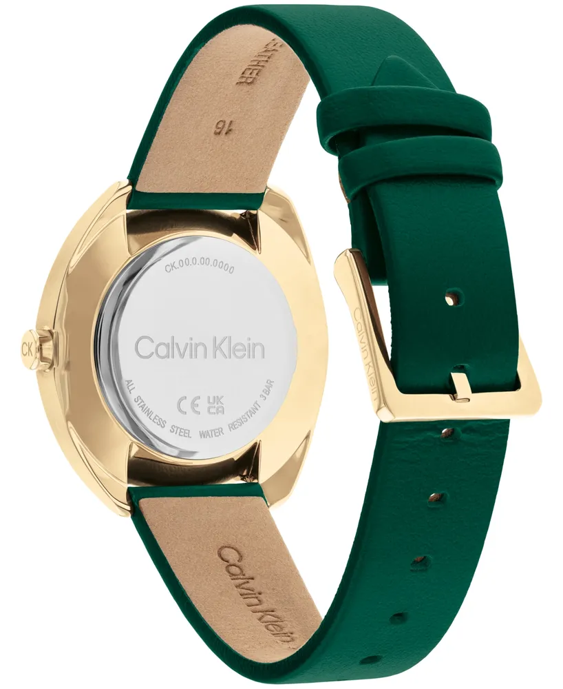 Calvin Klein Women's Quartz Green Leather Strap Watch 34mm