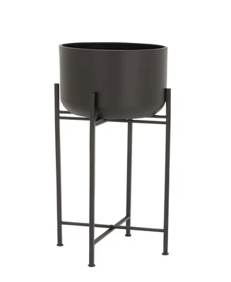 Black Metal Indoor Outdoor Planter with Removable Stand, 12" x 12" x 42"