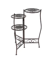 Brown Metal Indoor Outdoor 3 Tier Floral Plant Stand