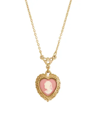 2028 Resin Pink Cameo Heart Necklace