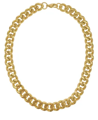 Adornia 18-20" Adjustable 14K Gold Plated Wide Curb Chain Necklace