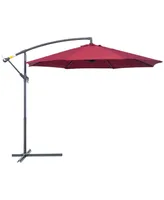 Outsunny 10' Cantilever Hanging Tilt Offset Patio Umbrella with Uv & Water Fighting Material and a Sturdy Stand, Red