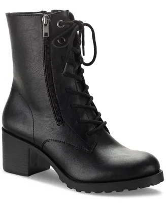 Sun + Stone Sheilaa Lace-Up Zip Lug Combat Booties, Created for Macy's