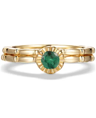 2-Pc. Set Emerald Bridal (1/3 ct. t.w.) 14k Gold-Plated Sterling Silver (Also Ruby & Sapphire)