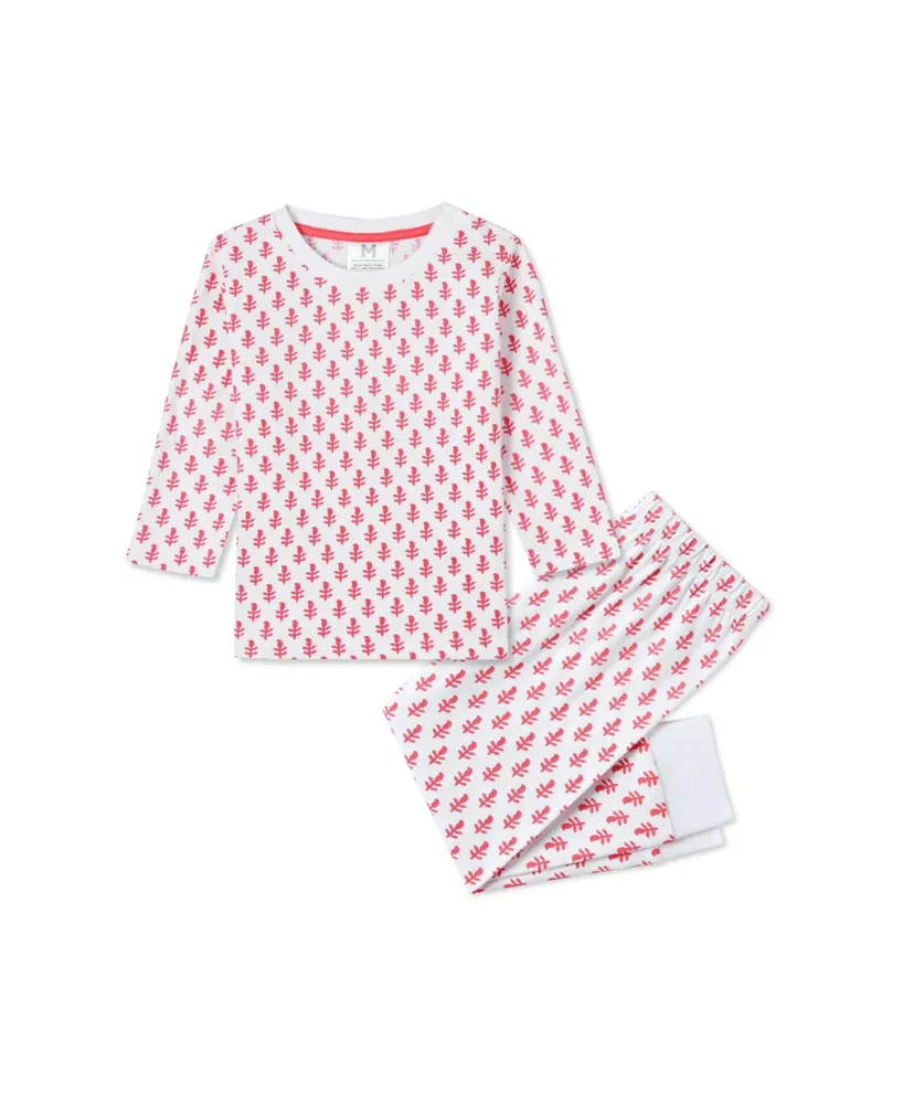 Gots Certified Organic Cotton Knit 2 Piece Pajama Set For Infant, Pink City (Size 6M), Girls