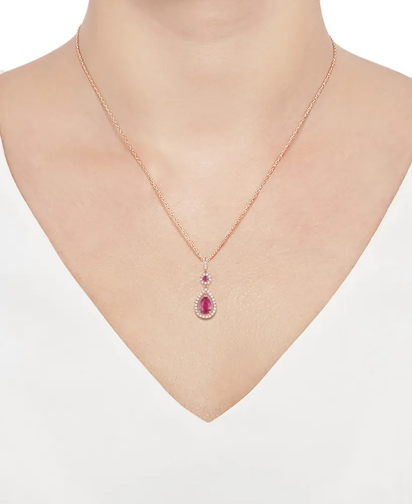 Ruby (1-1/4 ct. t.w.) and Diamond (1/3 Pendant Necklace 14k Rose Gold (Also Available Tanzanite)