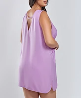 iCollection Plus Peyton Satin Sleeveless Nightgown with Pockets