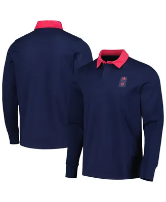 Men's adidas 2023 Player Navy St. Louis City Sc Travel Long Sleeve Polo Shirt