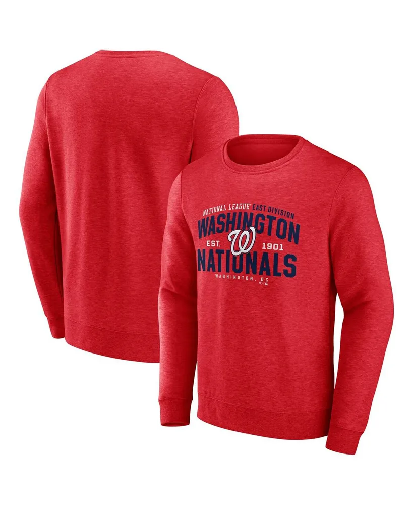 Men's Fanatics Heathered Red Washington Nationals Classic Move Pullover Sweatshirt