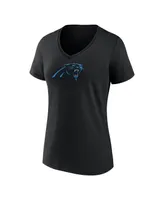 Women's Fanatics Bryce Young Black Carolina Panthers Icon Name and Number V-Neck T-shirt