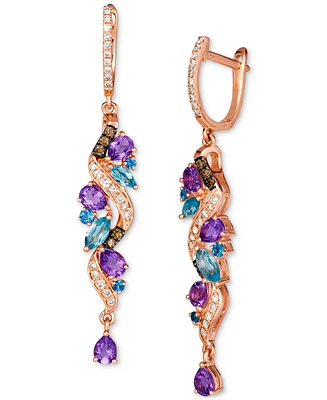 Le Vian Multi-Gemstone (1-5/8 ct. t.w.) & Diamond (3/8 ct. t.w.) Drop Earrings in 14k Rose Gold