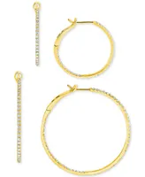 Diamond In & Out Small Hoop Earrings (1/2 ct. t.w.) in 10k Gold