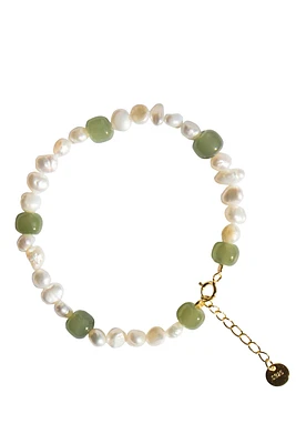 seree Isabelle - Pearl and green jade bracelet