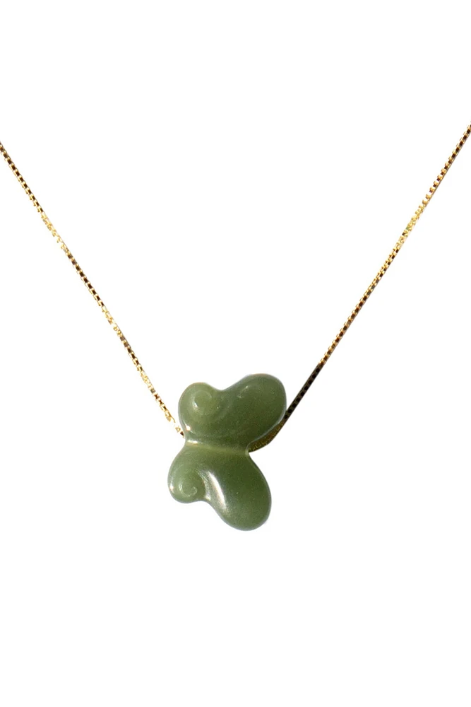 seree Butterfly - Green jade pendant necklace