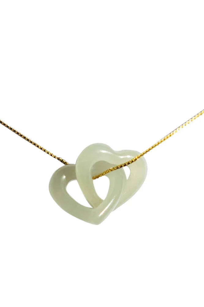 seree The hearts - Interlocking jade pendant necklace