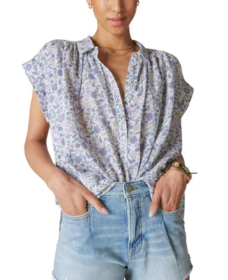 Lucky Brand Women's Floral-Print Dolman-Sleeve Popover Shirt