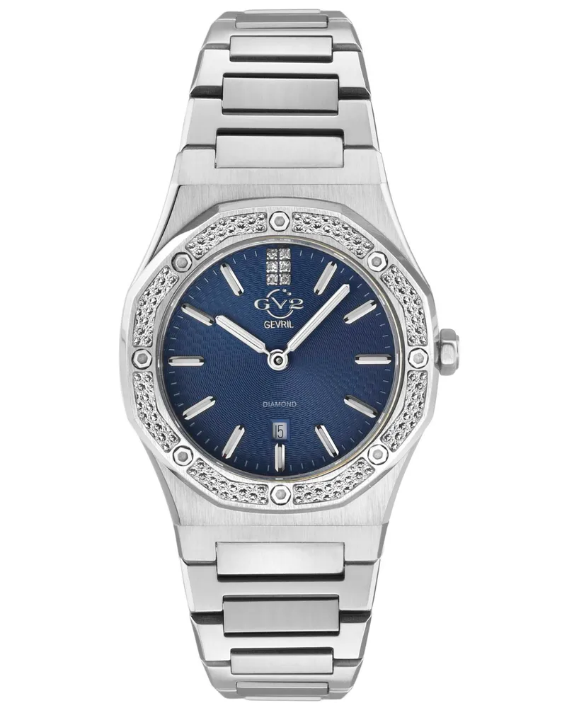 GV2 by Gevril Women's Palmanova Swiss Quartz Silver-Tone Stainless Steel Watch 33mm