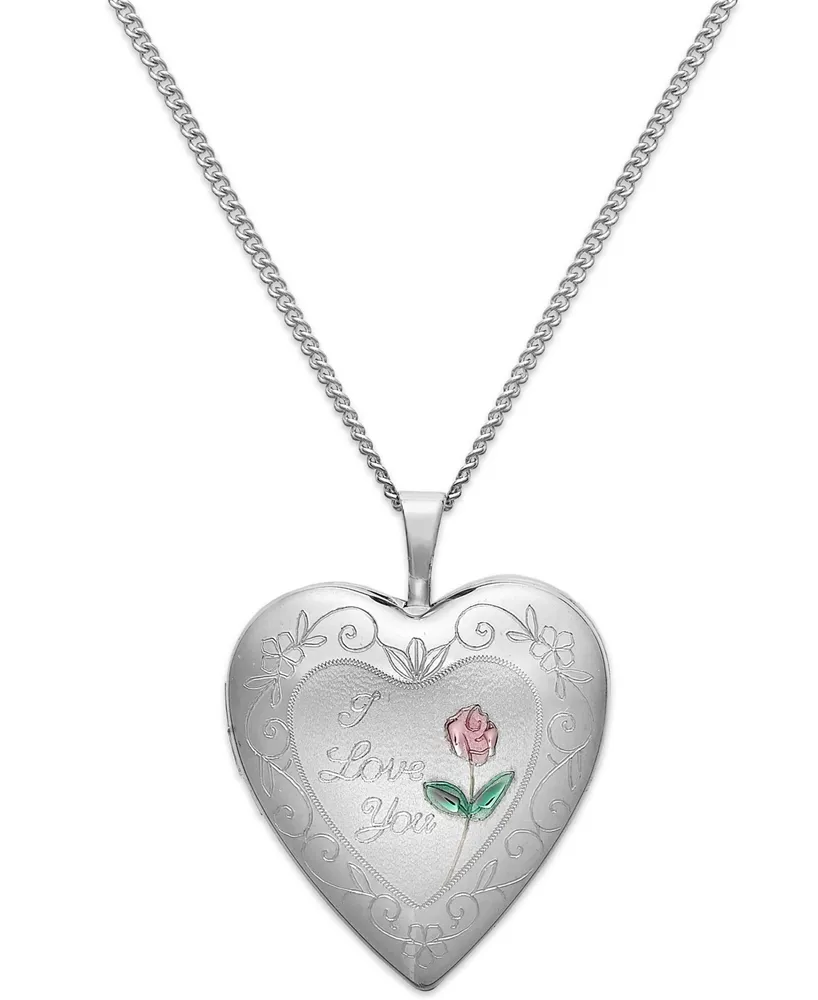 I Love You Heart Locket Necklace in Sterling Silver