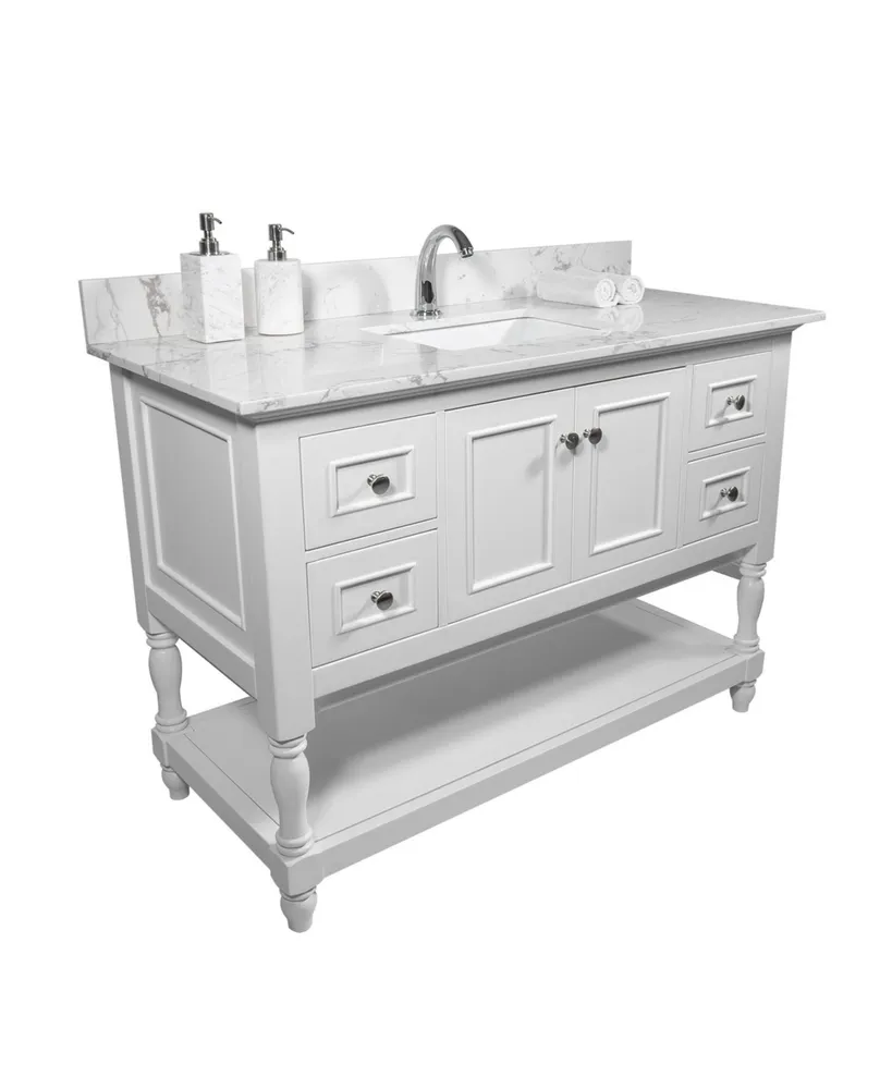 Simplie Fun 43 X 22 Bathroom Stone Vanity Top Engineered Stone Carrara Marble With Rectangle