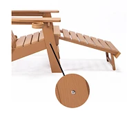 Tale Folding Adirondack Chair With Pullout Ottoman With Cup Holder, Oversized, Poly Lumber