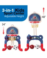 3-in-1 Kids Sports Center: Basketball Hoop, Soccer Goal, Ring Toss Playset - Indoor and Outdoor Activity Center for Toddlers - Toys for Active Kids