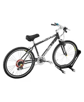 Bike Floor Stand - Foldable Bicycle Rack with Connection Points for Touchless Parking of Multiple Mountain, Road, or Bmx Bikes by Rad Sportz (Black)
