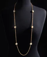 Charter Club Gold-Tone Pave & Imitation Pearl Station Necklace, 42" + 2" extender, Created for Macy's