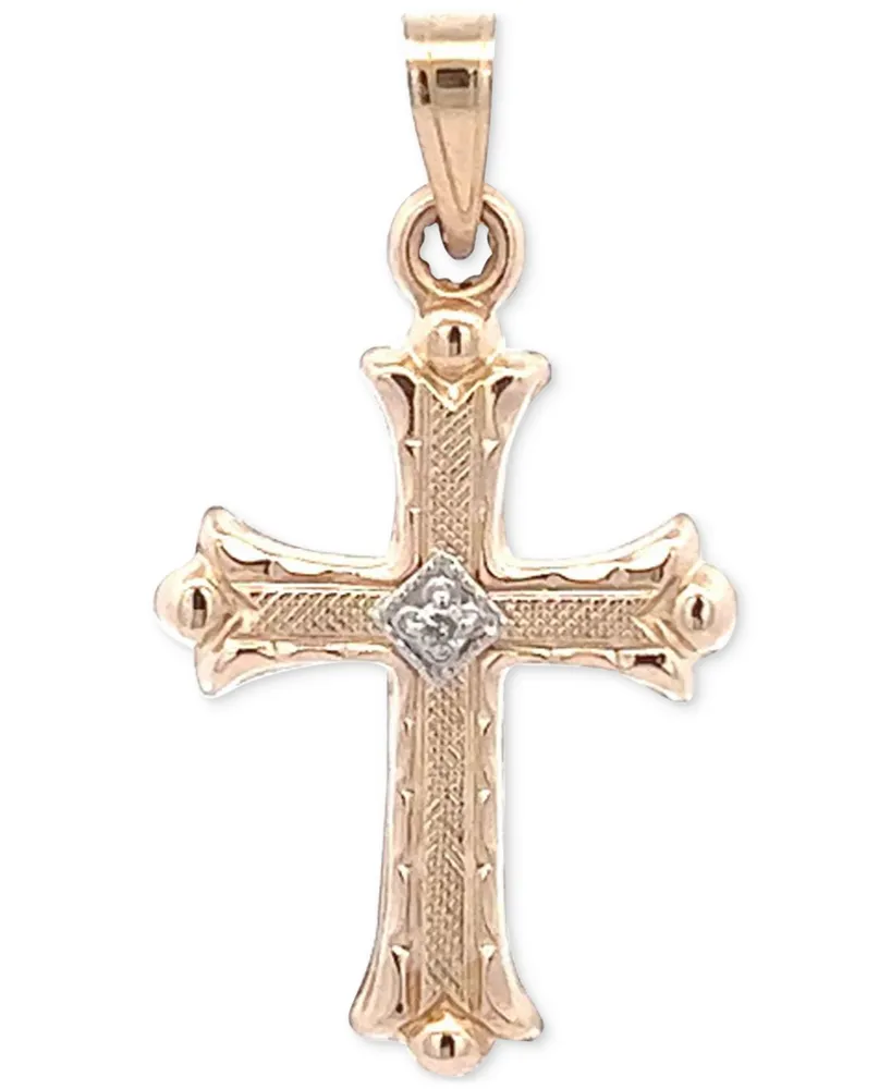 Diamond Accent Textured Cross Pendant, Created for Macy's