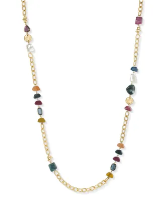 Style & Co Gold-Tone Mixed Bead Station Strand Necklace, 42" + 3" extender, Created for Macy's