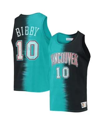 Men's Mitchell & Ness Mike Bibby Turquoise, Black Vancouver Grizzlies Hardwood Classics Tie-Dye Name and Number Tank Top