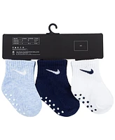 Nike Baby Boys or Girls Core Ankle Gripper Socks, Pack of 3