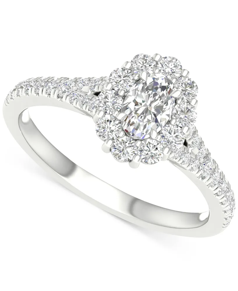 Diamond Oval Halo Engagement Ring (1 ct. t.w.) in 14k White Gold