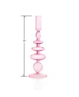 Aurora Glass 3- Piece 9.5", 11", 12" Tall Assorted Color Candlesticks