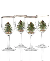 Spode Christmas Tree Wine Glasses, Set of 4