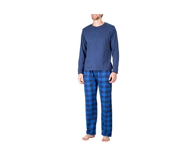 Sleep Hero Men's Henley Neck Knit Pajama Set