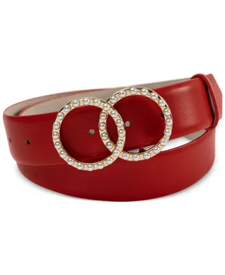 I.n.c. International Concepts Women's Embellished Double Circle Leather Belt, Created for Macy's