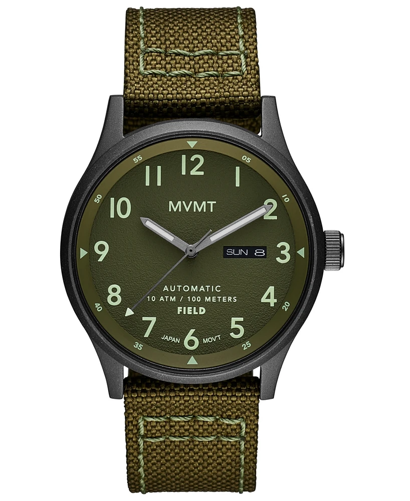 Mvmt Men's Field Automatic Green Canvas Strap Watch 42mm