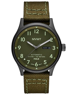 Mvmt Men's Field Automatic Green Canvas Strap Watch 42mm