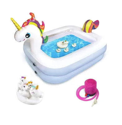 Kidzlane Unicorn Pool for Kids with Unicorn Pool Toys | Small Inflatable Kiddie Pool Includes Pool Toys, Pump, Carrying Bag | Toddler Blow Up Swimming