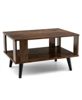 Coffee Table Retro Mid-Century Coffee Table W/Storage Open Shelf