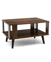 Costway Coffee Table Retro Mid-Century Coffee Table W/Storage Open Shelf