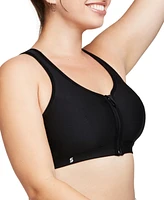 Glamorise Plus Full Figure Zip Up Front Closure Sports Wirefree Bra 9266