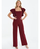 Quiz Women's Square Neck Frill Palazzo Jumpsuit