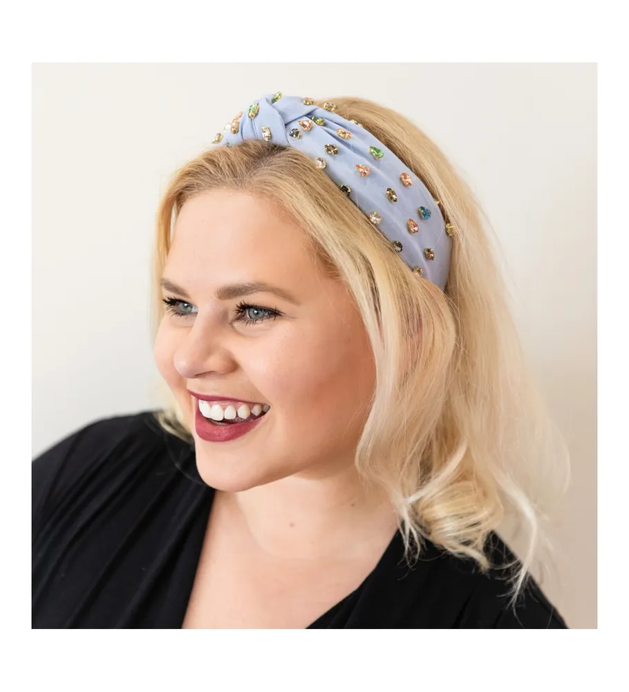 Headbands of Hope Women's Traditional Knot Headband - Light Blue Gem