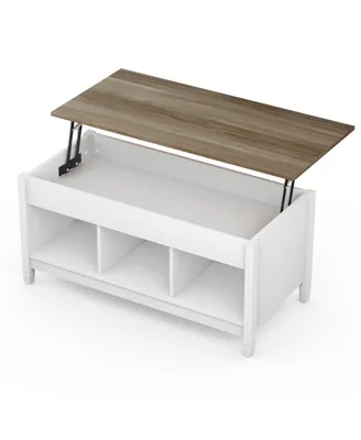 Lift Top Coffee Table w/ Hidden Compartment and Storage Shelves Modern Furniture