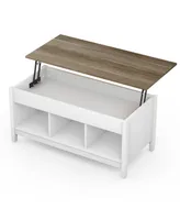 Lift Top Coffee Table w/ Hidden Compartment and Storage Shelves Modern Furniture