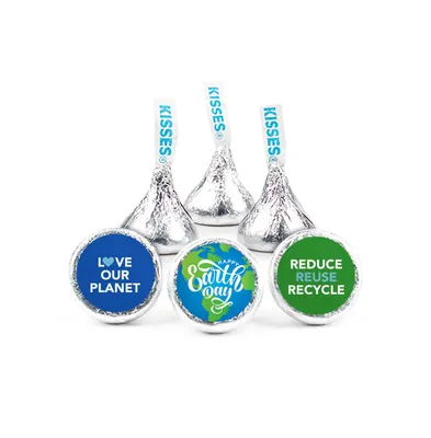100 Pcs Earth Day Candy Hershey's Kisses Milk Chocolate Party Favors (1lb, Approx. 100 Pcs) - No Assembly Required - By Just Candy