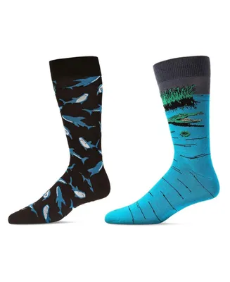 MeMoi Men's Crew Lake Life Assortment Socks, Pair of 2